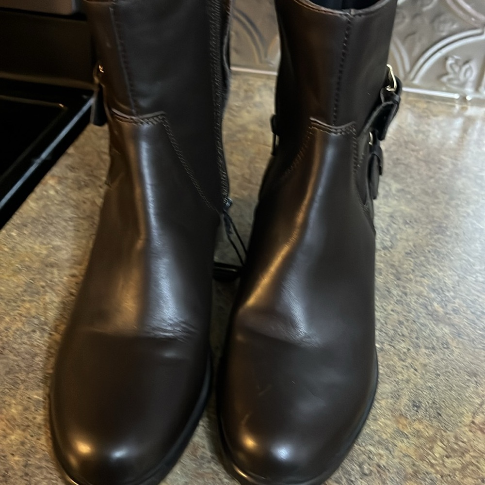 NWT Emanuele‎ Crasto Double Buckle Moto Boots Brown Leather Italy  sz 39/ US 8.0 - Picture 4 of 13
